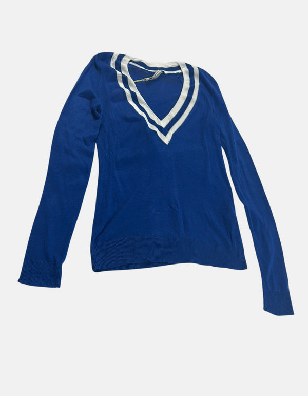 Royal Blue Varsity V-Neck Sweater